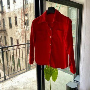 Vintage 70's Corduroy Button Down Shirt With Wide Pointed Collar